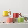 Nordycki Ceramiczny Kubek z Drewnianą Rączką - Artystyczny Kubek na Kawę, Wodę i Herbatę, Idealny do Domu lub na Prezent