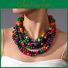 Etnisk Tribalkänsla Flerlagers Halsband med Träpärlor för Kvinnor Sommar Mode Smycken