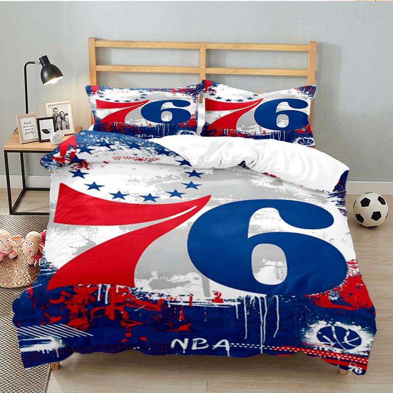 Philadelphia Basketball Team 3-teiliges Bettwäsche-Set, inklusive 1 Bettbezug und 2 Kissenbezügen. Perfektes Geschenk zu Weihnachten, ideal für Schlafzimmer, Studentenwohnheim