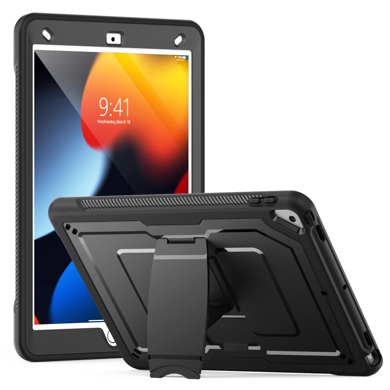 

Tablet Case For iPad 10.2 (2021)/(2020)/(2019)/Air 10.5 inch (2019)/Pro 10.5-inch (2017) PC + TPE Cover with Zinc Alloy Kickstand B