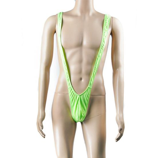 Mankini Solid Color/Leopard Print Stretchy Sexy Men Solid Color Sling Swimsuit for Summer