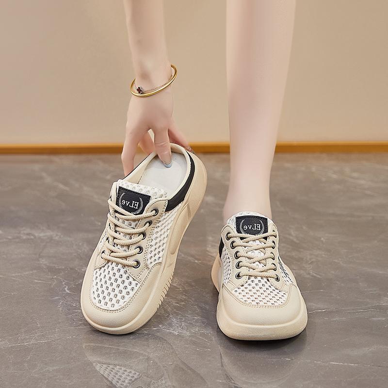 Fashion 2025 Brand Ladies Shoes Closed Toe Women's Slippers Fashion Front Lace-up Outdoor Mesh Best Seller Casual Breathable Sneakers