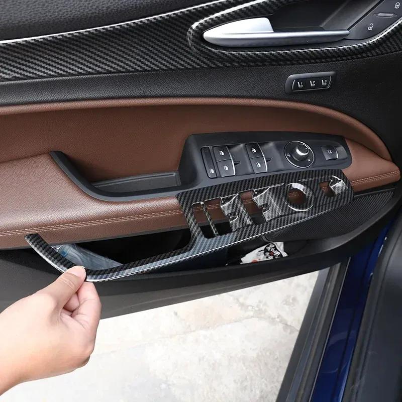 For Alfa Romeo Stelvio 2017 2018- ABS Car Interior Door Handle Window Glass Lifting Switch Buttons Frame Trim Cover Stickers