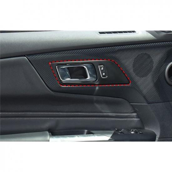 Inner Door Handle Bowl Panel Cover For Ford Mustang 15-2024 GL ABS Carbon Fiber