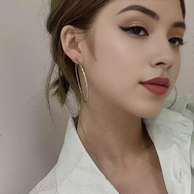 1 Pair Women Ear Hoop Different Sizes Circle Earrings Polished Solid Color