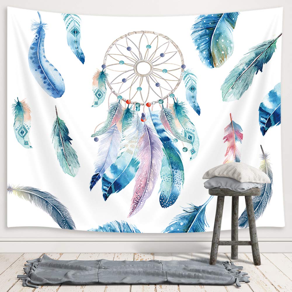 Dream Catcher Tapestry Colorful Feather Tapestry Psychedelic Starry Sky Tapestry for Bedroom Living Room Dorm Wall Hanging Decor