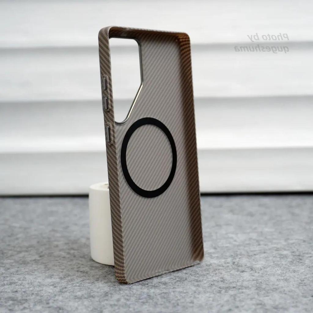 Carbon Fiber Pattern Phone Case for Samsung Galaxy S25Ultra- Metal Frame Magnetic Ring Shockproof Cover On Samsung S25/S25 Plus/25 Ultra/S24 Ultra