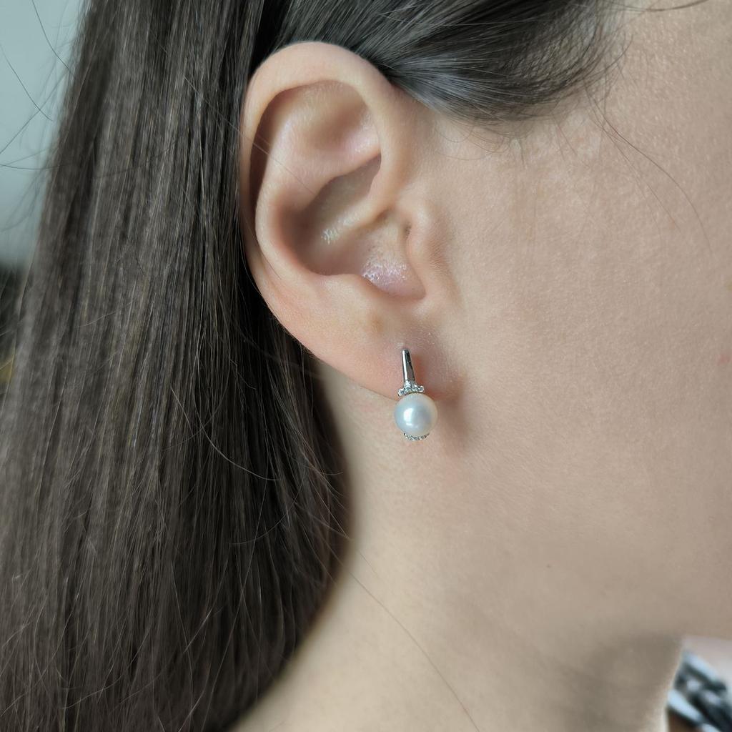 Серебряные серьги с натуральным жемчугом (2186847)