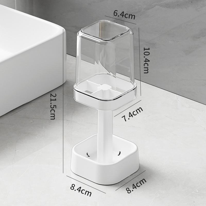 

All-in-One Toothbrush Holder & Cup, With Cover. 16cm, Organizes Brushes, Saves Counter Space белый