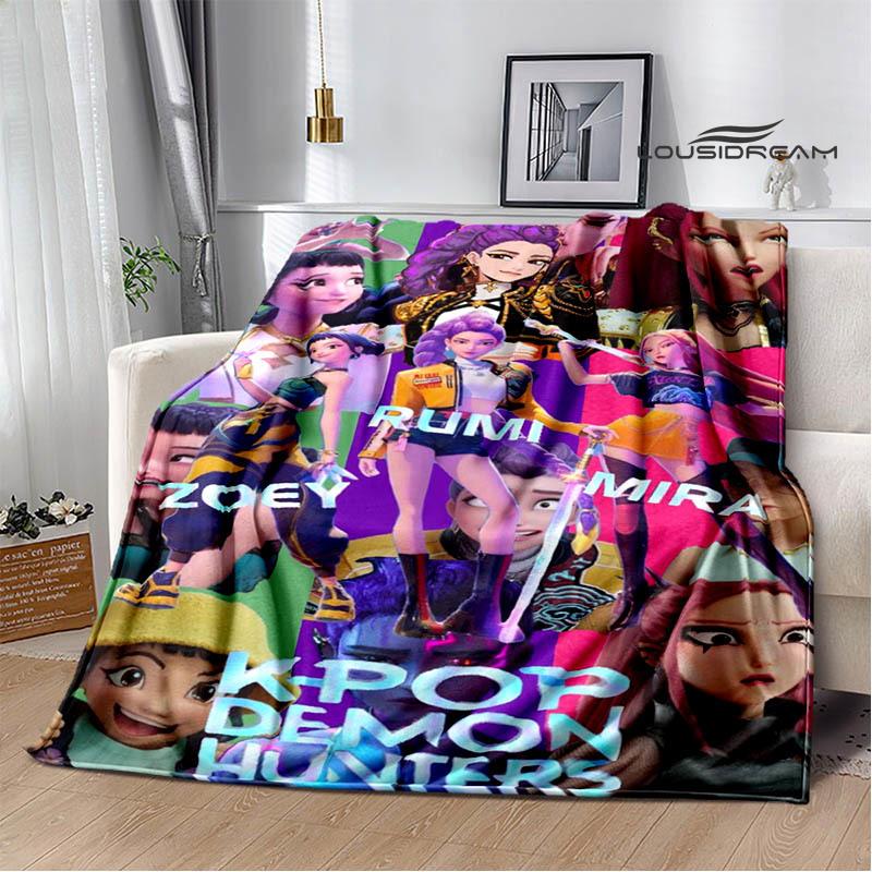 KPop lovci démonů Kreslená tištěná deka Pikniková deka Teplé flanelové deky Domácí povlaky na postel Dárky k narozeninám