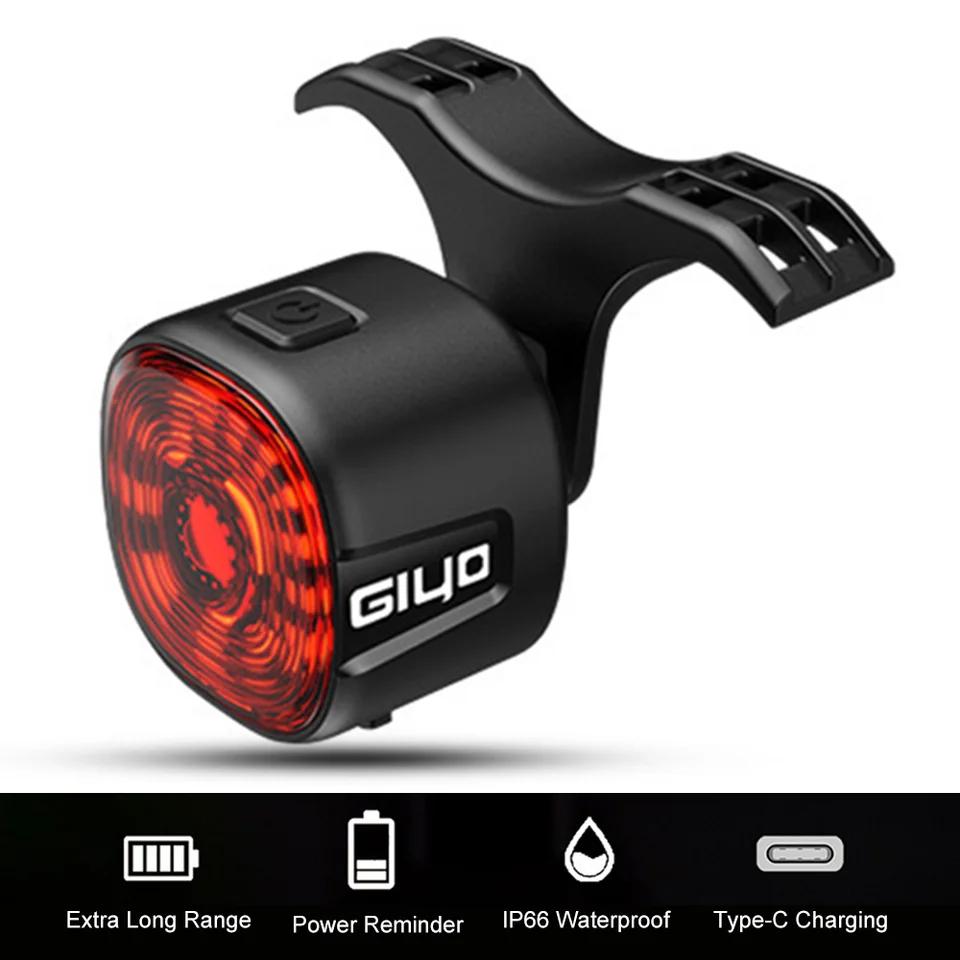 Smart Brake Tail Light USB Rechargeable IP66 Waterproof LED Rear Lamp with Auto Brake Sensing and 6 Modes for Cycling Safety