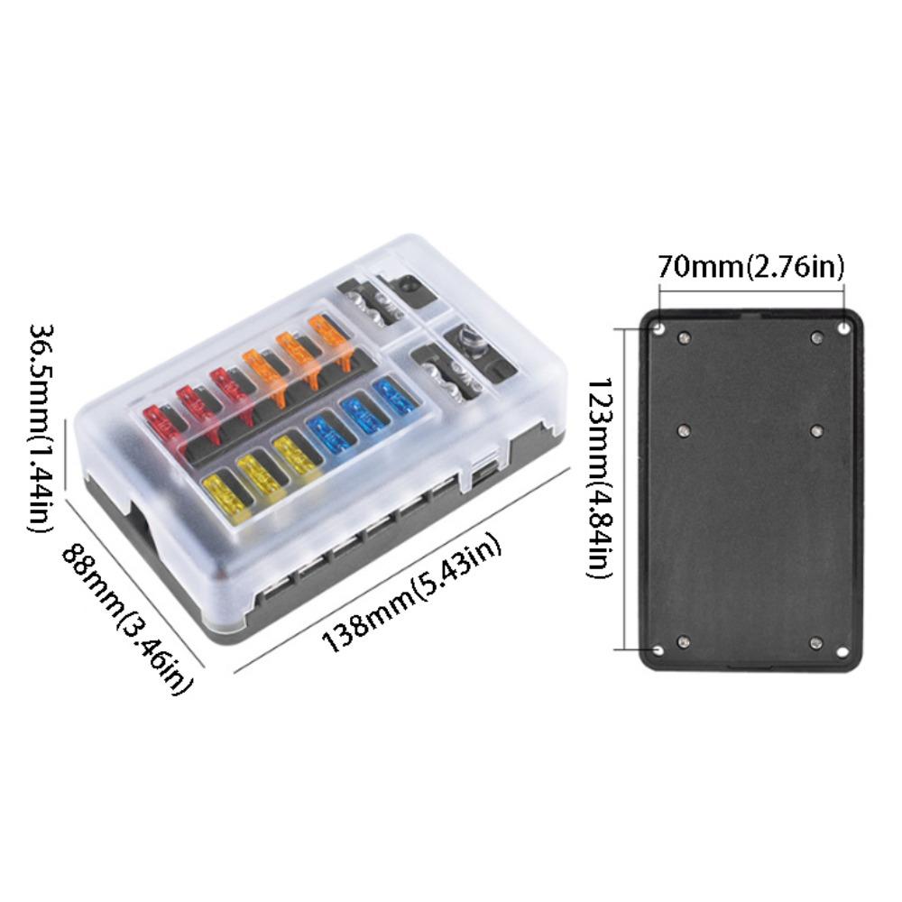 12-Way Circuit Fuse Box Holder Waterproof Protection Circuit Indicator Fuse Block Car Installation 12 Way