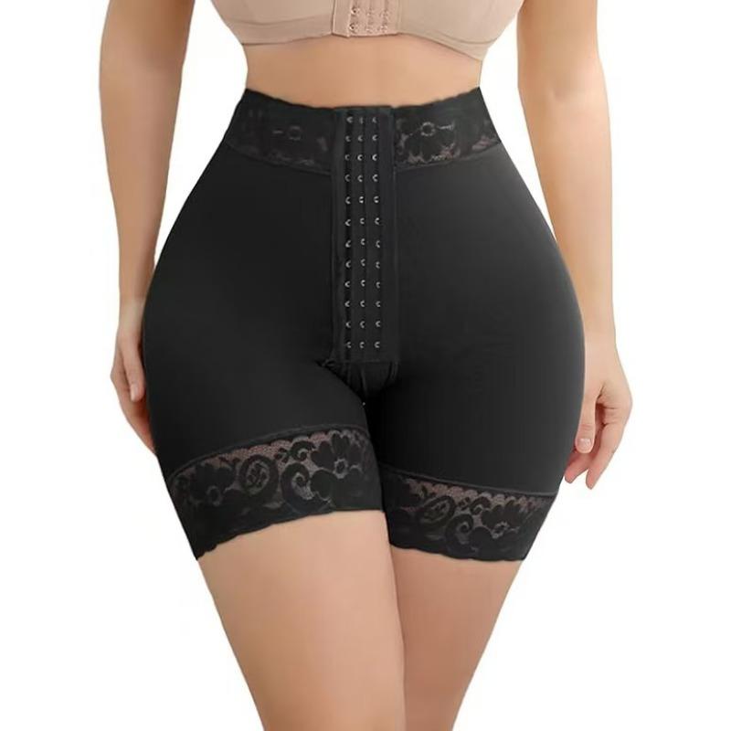 High Waist Front Hook and Eye Shaping Shorts Tummy Control Compression Lace Trim Shapewear Underwear for Women S