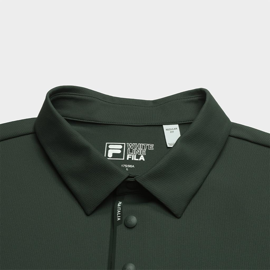 FILA White Knitted Solid Color Short Sleeve Polo Shirt Men tops F11M623115F-DG
