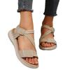 New European and American sandals large size sewing line wedge casual Velcro sandals