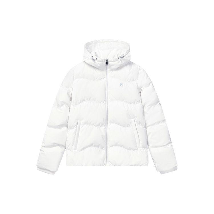 Fila Solid Color Simple Hooded Warm Casual Lightweight Long Sleeve Down Jacket Women Outerwear Cloud-White F11W247902F-WT