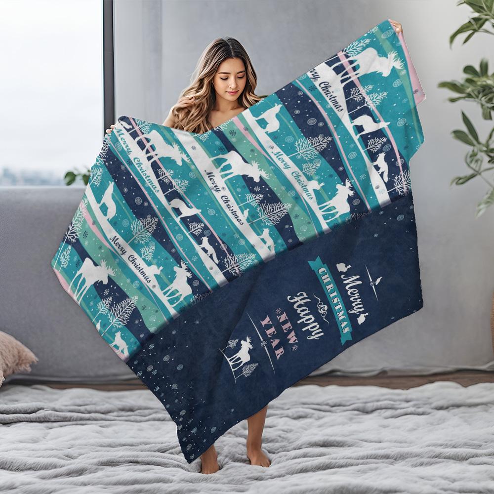 Cozy Flannel Throw Blanket Soft Warm Fuzzy Sherpa Blanket Home Decor Living Room Bedding Gift Christmas New Year