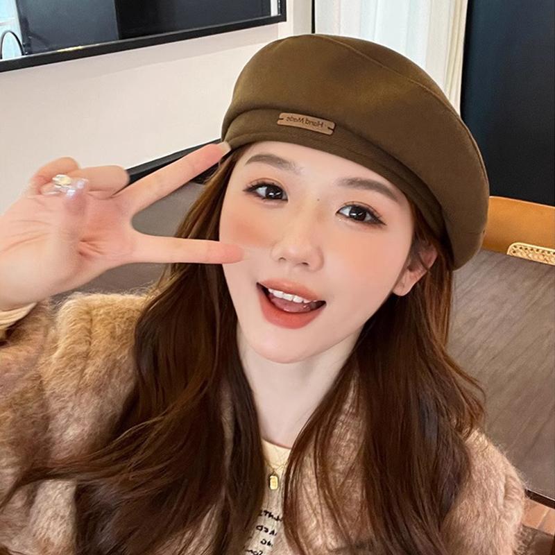Retro Solid Color Beret Hat For Women Autumn Spring British Style Cotton Octagonal Newsboy Cap All-match Painter Artist Hats