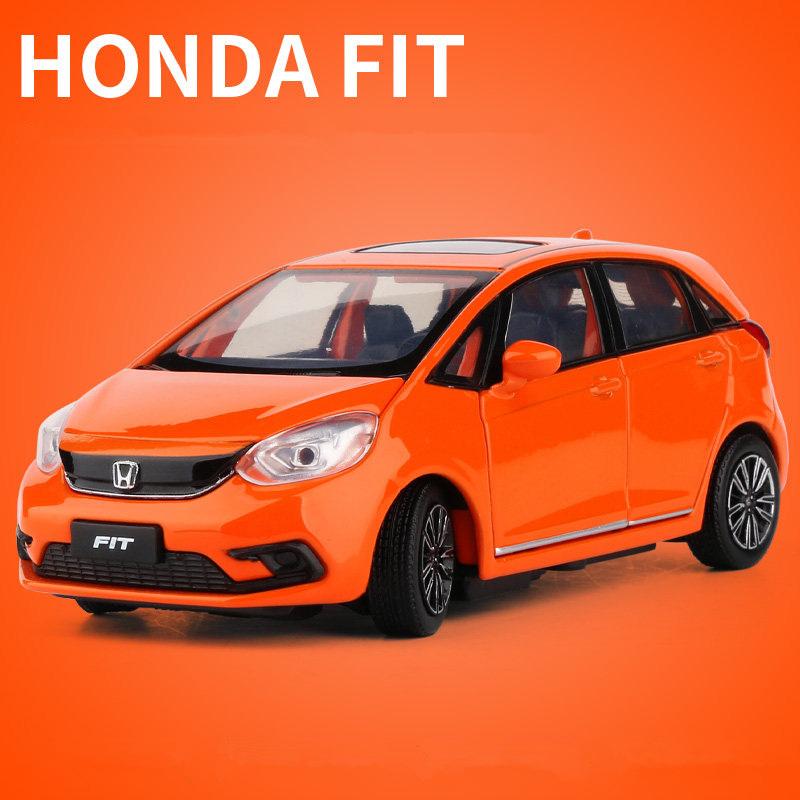 1/32 HONDA Fit GK5 Alloy Car Model Diecast Metal Toy Vehicles Car Model High Simulation Sound and Light Collection Children Gift
