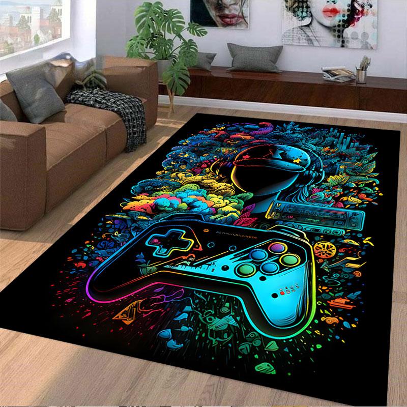 Vibrant Gamer Art Carpet suitable as a non-slip mat for the living room or bedroom sofa
