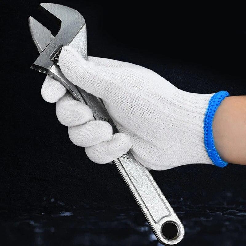 Durable And Safe 24Pcs Protective Gloves Cotton Thread Gloves Work Thick Nylon White Yarn Wear Resistant Cotton Thread Gloves