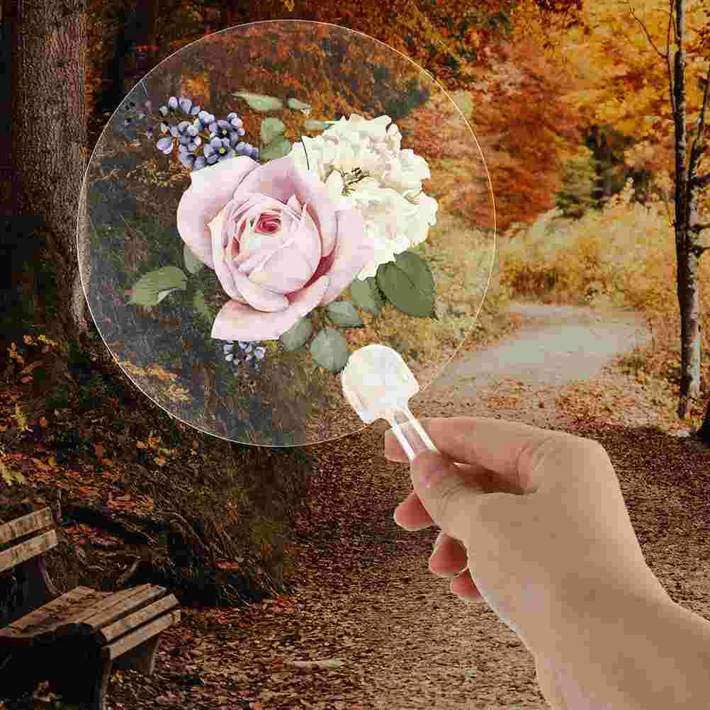 Round Hand Fan Transparent Blank Diy Fan Multi-functional Stage Performance Fan