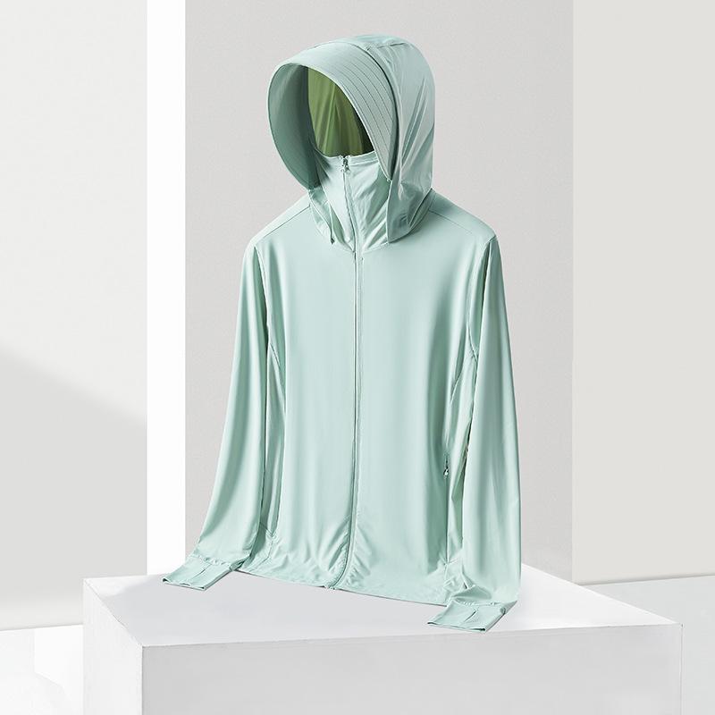 Couple's UPF50+ Ice Silk Sun Protection Jacket UV Protection Lightweight Breathable Cooling Hooded Sun Hoodie for Women