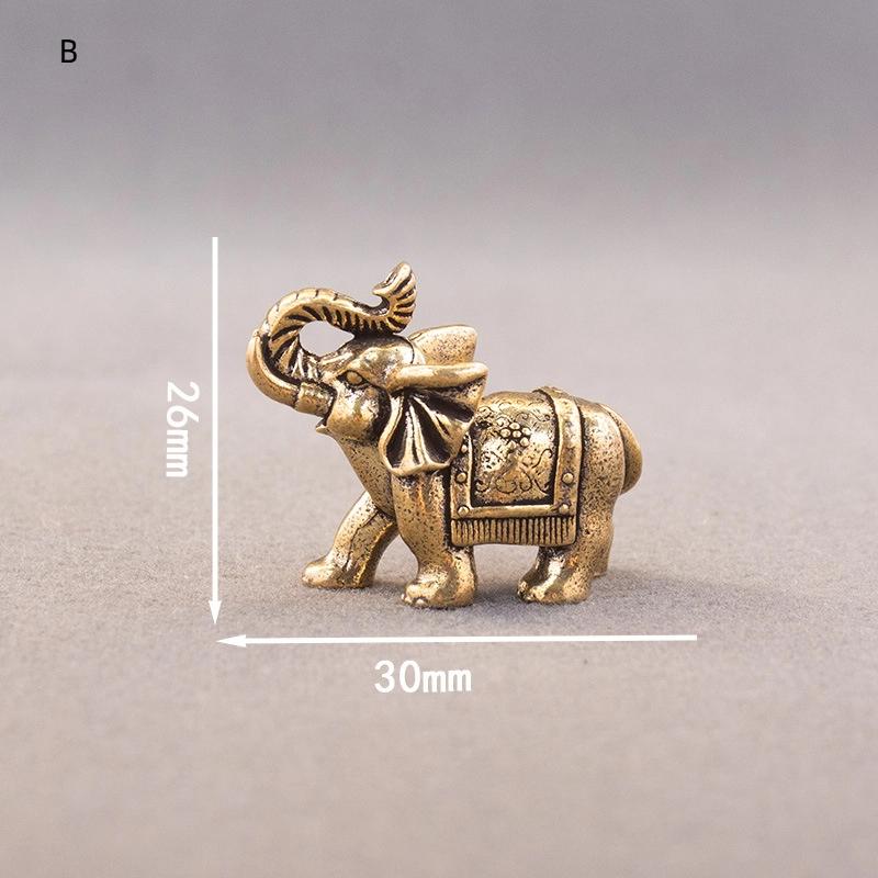 Copper Lucky Elephant Small Ornaments Brass Blessing Elephant Miniature Figurine Antique Bronze Animal Statue