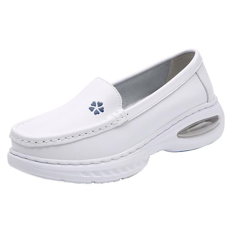 Nurse Shoes with Soft Soles, Breathable and Comfortable, No Foot Odor, Hollow Non-slip Flat Soles, Large Air Cushions, Medical White Shoes