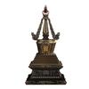 Stupa Sarira Tantrico Tibetano: Porta reliquie oro/bronzo per decorazione buddista domestica.