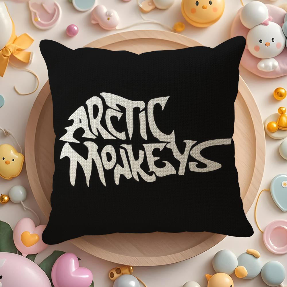 A-Arctic M-Monkeys Band Cushion Cover Natural Linen Organic Fabric Double-Sided Printing Sofa Home Decor Gift Pillow Cover