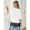 Women Crew Neck Loose Short Sleeve Lace Hem Splicing Casual Oversized T Shirt