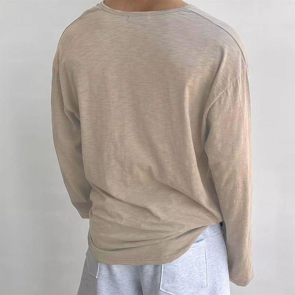 Bavlněná pánská trička s dlouhým rukávem pro muže Blůzy Korejský trend Harajuku Volná trička Jarní Podzimní Spodní trička Měkká