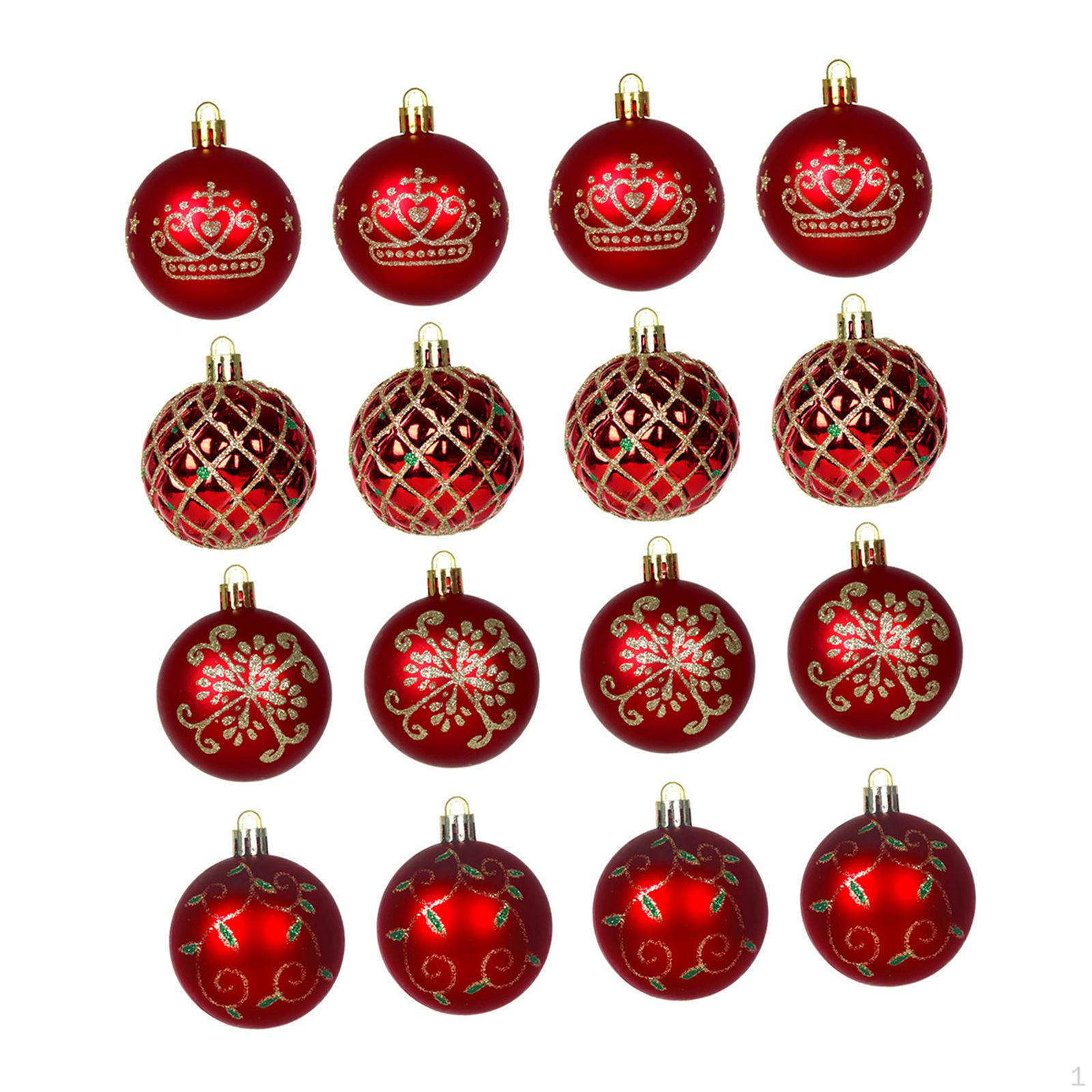 

16 Pieces Christmas Ball Ornaments Tree Hanging with Loops Charm Red