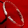 Exquisite Korean Love Twist Open Bracelet, Silver-Plated Copper Design