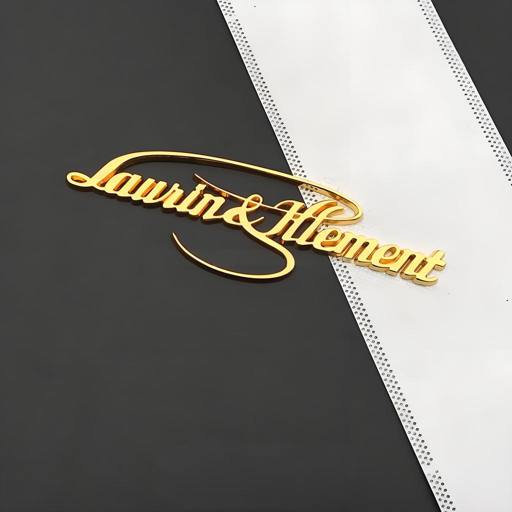 1pc Metal Laurin & Klement Founder's Signature Car Badge Emblem Decals for Octavia Superb Fabia Karoq Yeti Rapid Accessories