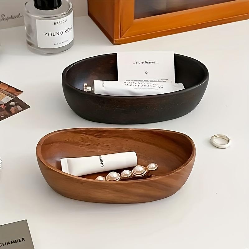 Massivholz Vintage Ovale Aufbewahrungsbox - Natürlicher Langlebiger Schmuckschalen-Organizer, Mehrzweck-Heimdekoration, Geeignet für Schminktisch