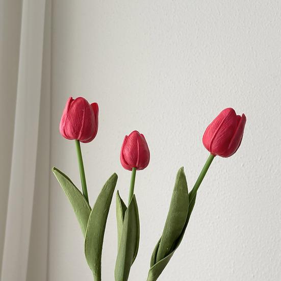 Artificial Tulip Realistic Fake Flower Branch Home Office Wedding Party Table Centerpiece Indoor Outdoor Faux Bloom Decoration