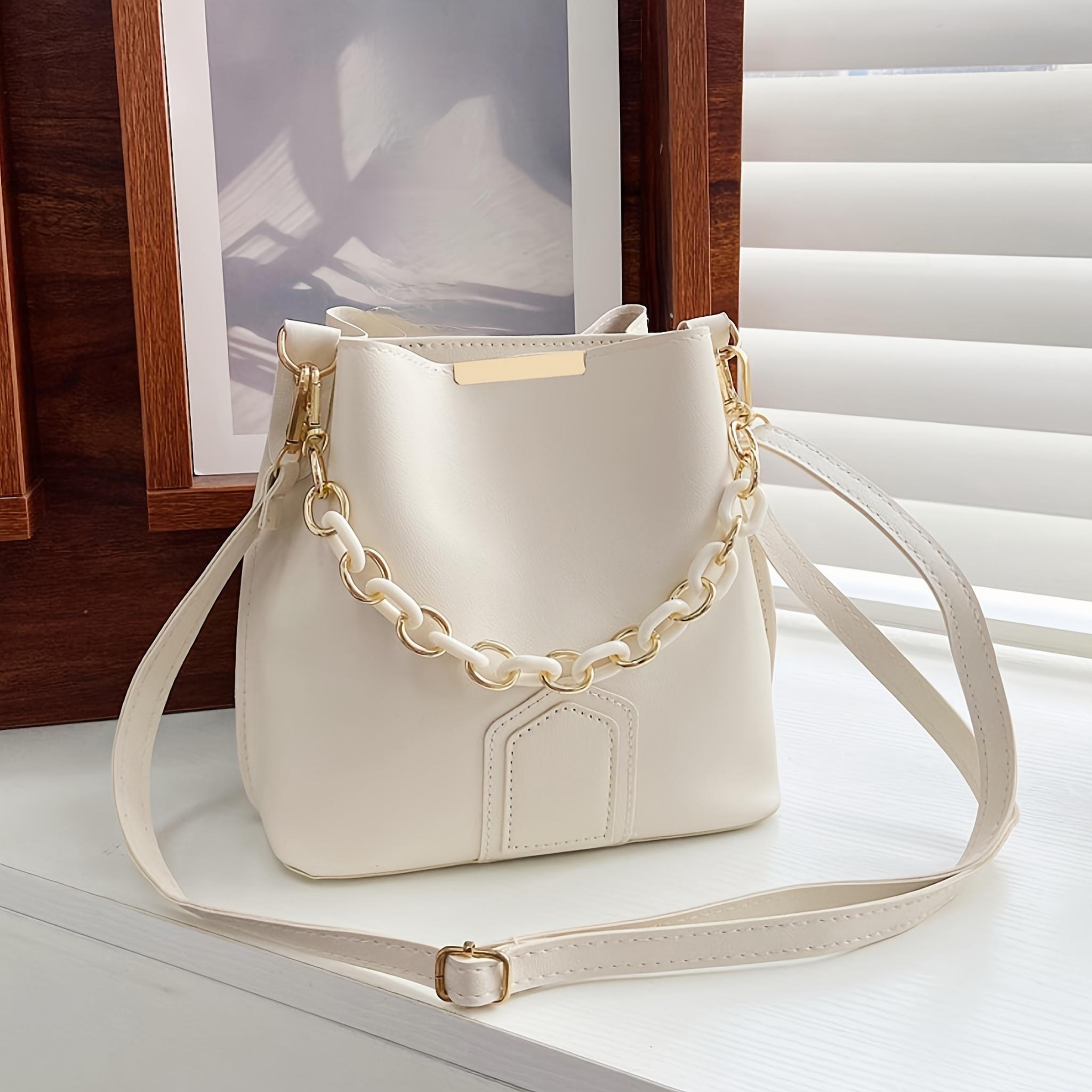 

Женская модная сумка через плечо из искусственной кожи, сумка-ведро, универсальная маленькая квадратная сумка в стиле ретро, ​​повседневная сумка для путешествий с ремешком-цепочкой белый