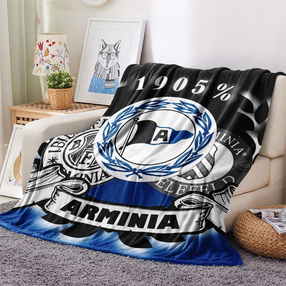 DSC Arminia Bielefeld Printed Flannel Blanket, Soft Throw for Bedroom Sofa, Washable,soccer Fan Merchandise, Great Gift.