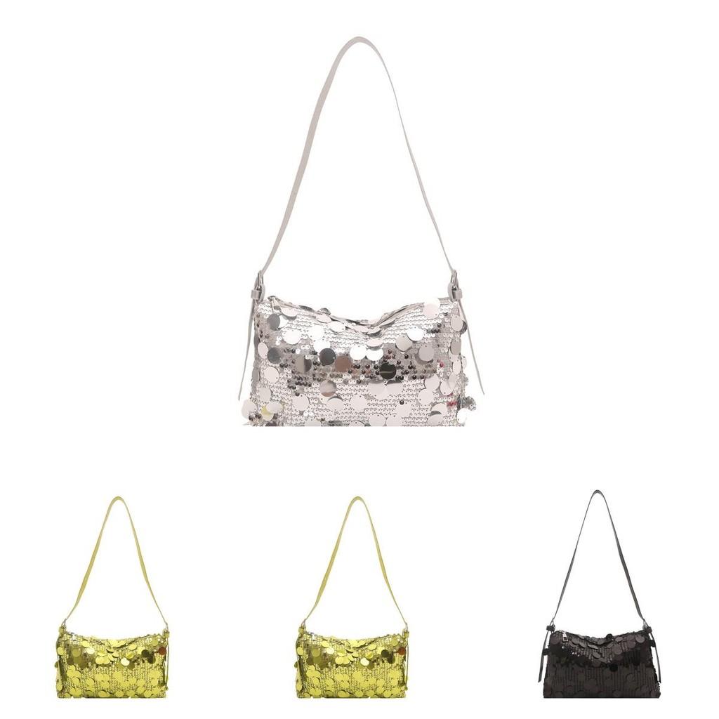 Simple Solid Color Sequin Design Women Casual Shoulder Bag For Street Fashion Looks