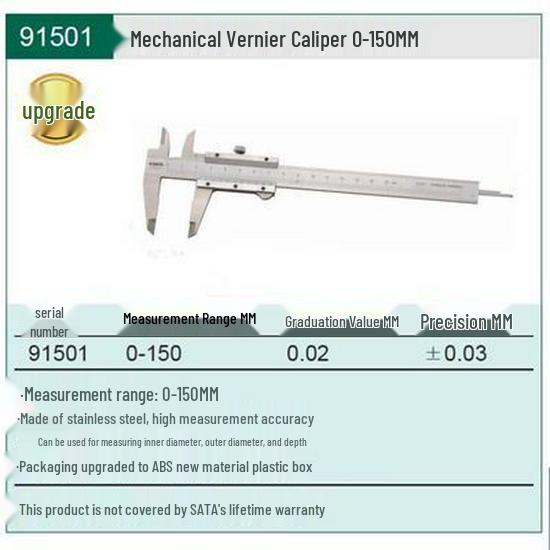 SATA Stainless Steel Dial Vernier Caliper 91521/91522/91523 Manual Measuring Tool