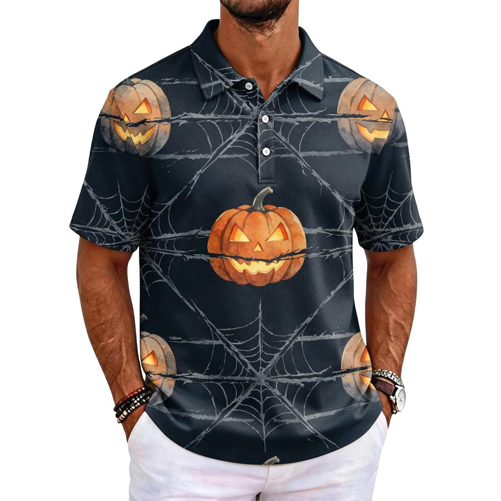 Men's Halloween Print Short Sleeve Shirt for Casual Party Wear