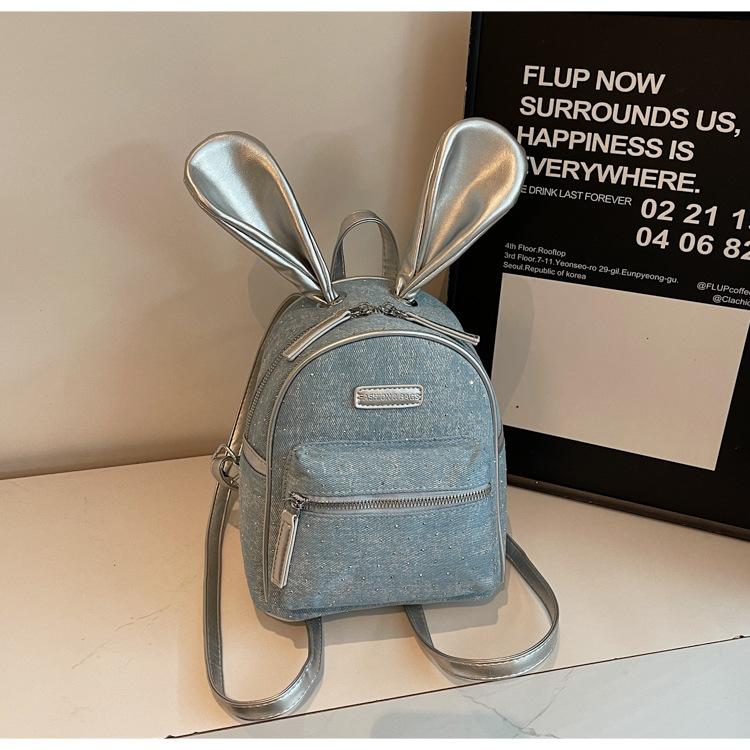 

Джинсовый рюкзак женский модный нишевый дизайн чувство кэжуал корейская версия студенческий школьный рюкзак легкий дорожный рюкзак небесно-голубой