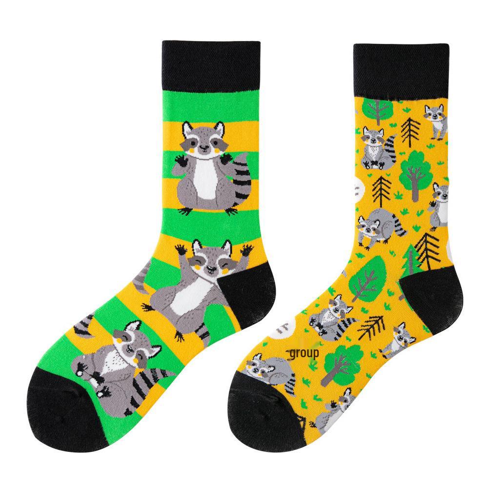 SMLSOX Summer Asymmetrical Mandarin Duck Couple Mid-Calf Colorful Christmas Cotton Fashion Socks