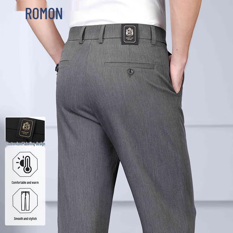 

ROMON Men s High-Stretch Straight-Leg Casual Business Pants 36 (fits 170-180 lbs)