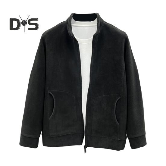 

Мужская куртка из шерпы с длинным рукавом, застегивающаяся на молнию спереди, повседневная куртка, зимнее флисовое теплое пальто для занятий спортом на открытом воздухе, повседневная одежда L чёрный