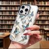 Blue Butterflies White Feathers Transparent Phone Case for IPhone 14 15 16 13 12 11 Pro Max 12 XS Max Anti-Scratch Soft Cover