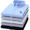 S~6XL Camisa Oxford de Algodão Para Homens Manga Longa Xadrez Listrada Camisas Casuais Masculino Bolso Corte Regular Botão Camisa de Trabalho para Homem
