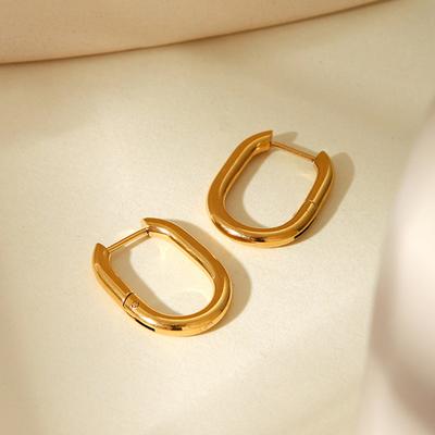 Minimalist Geometric Gold-plated Stainless Steel Earrings, Ins Style Cool Aesthetic Titanium Steel Ear Jewelry, Fade-resistant